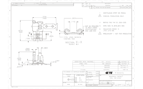TE Connectivity AMP Connectors 42742-2 Automotive Terminal
